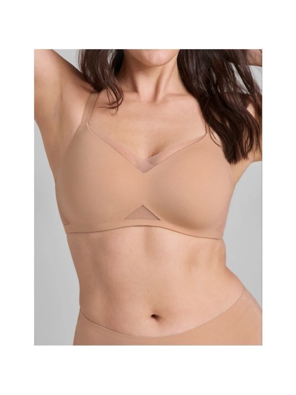 Honeylove CrossOver Contour Bra 2X 42/44C Beige Wireless Shapewear